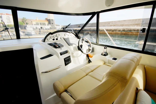 Cockpit and navigation area of the luxury yacht in Madeira
